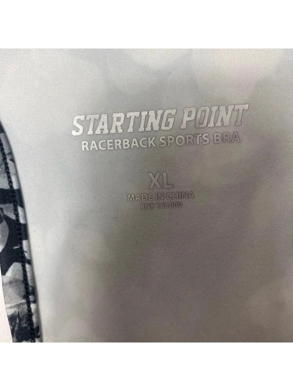 Starting Point Floral Racerback Sports Bra XL Black White Medium Support